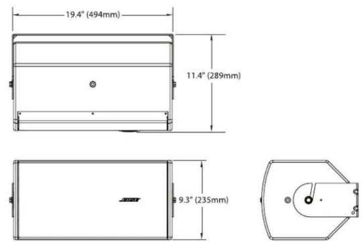 BOSE RoomMatch RMU105 - Loudspeaker and U-Bracket Dimensions - 5