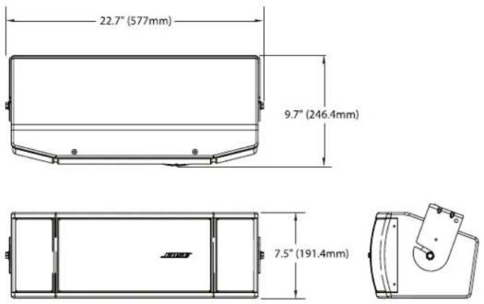 BOSE RoomMatch RMU105 - Loudspeaker and U-Bracket Dimensions - 3