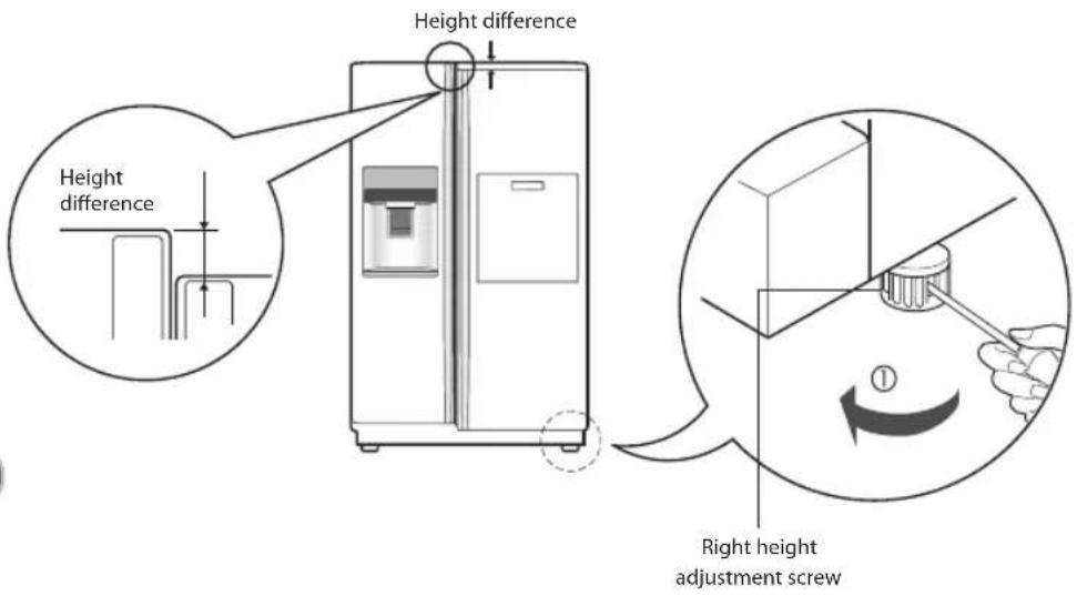 LG GS3159PVEV1 - Door height adjustment - 2