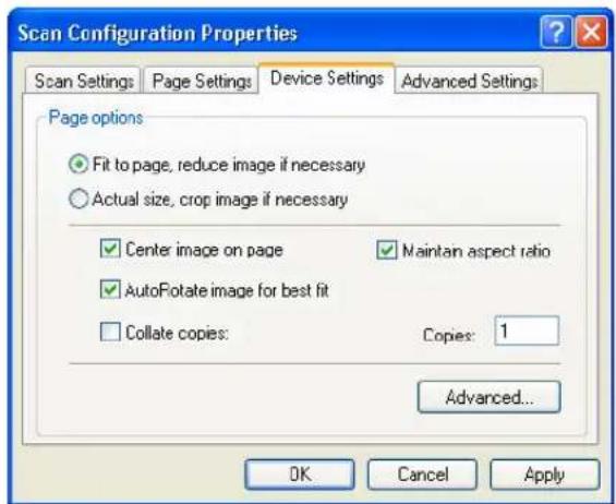 Visioneer Strobe XP 450 - THE DEVICE SETTINGS TAB - 1