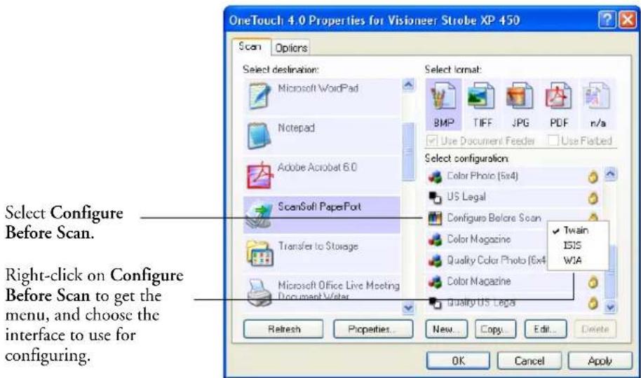 Visioneer Strobe XP 450 - To configure before scanning: - 1