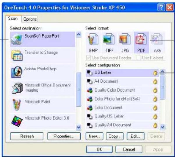 Visioneer Strobe XP 450 - To open the OneTouch Properties window, use either of the following methods: - 2