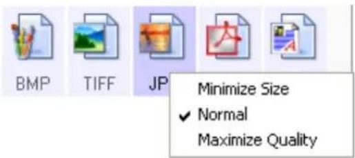 Visioneer Strobe XP 450 - To select a JPEG or PDF file size: - 1
