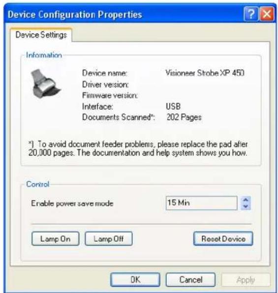 Visioneer Strobe XP 450 - Click the Properties button. - 1
