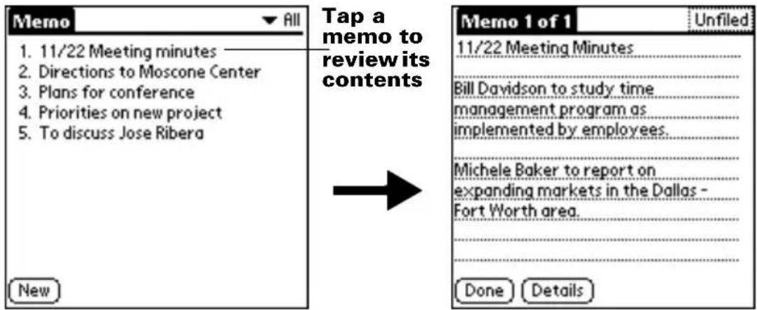 Memo 1. 11/22 Meeting minutes 2. Directions to Moscone Center 3. Plans for conference 4. Priorities on new project 5. To discuss Jose Ribera New Tap a memo to review its contents Memo 1 of 1 11/22 Meeting Minutes Bill Davidson to study time management program as implemented by employees. Michele Baker to report on expanding markets in the Dallas - Fort Worth area. Done Details