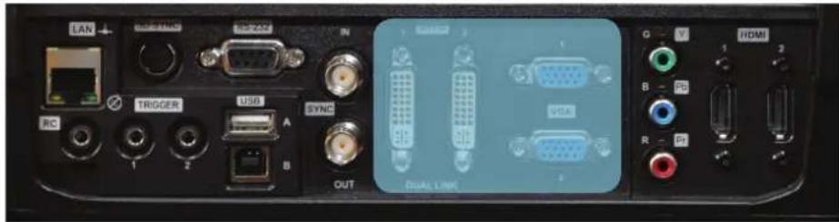 LAN GNDSTNG USBAN N TRIGGER USB SYNC RC 1 2 A B OUT DUAL LINK V HDMI 1 2 B - Pb R - Pt