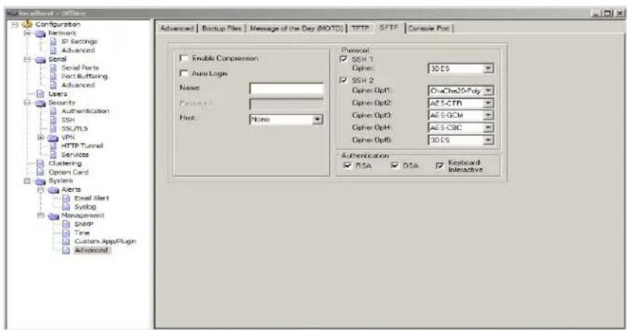 Perle IOLAN SDS4 - SFTP Tab Field Descriptions - 1