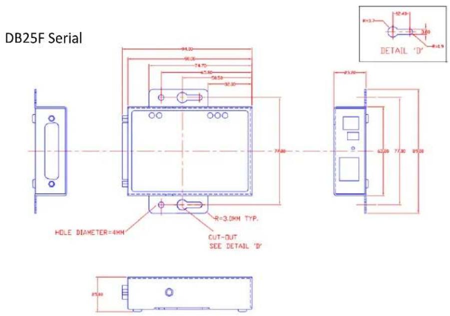 Perle IOLAN DS1T - Appendix B - Mechanical Drawing - 3
