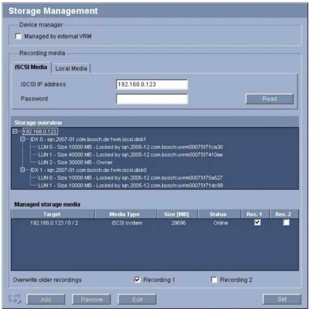 BOSCH VOT-320 - Advanced Mode: Storage Management - 1