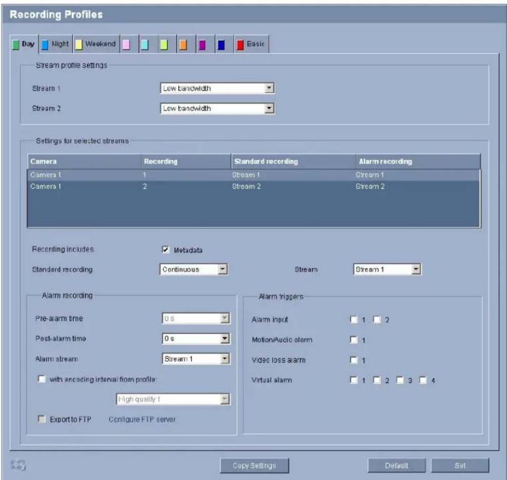 BOSCH VOT-320 - Advanced Mode: Recording Profiles - 1