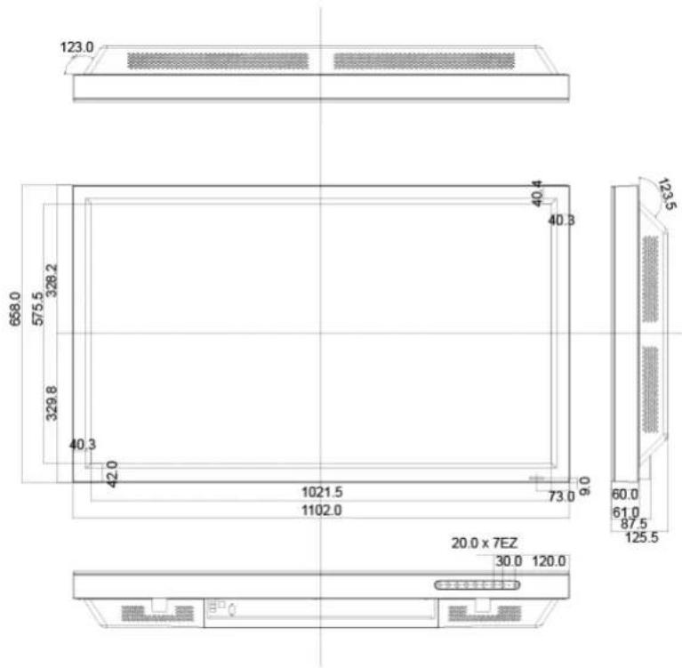 CISCO 110L Pro 47 - Mechanical Layout — LCD Professional Series 110 (52" Display) - 1