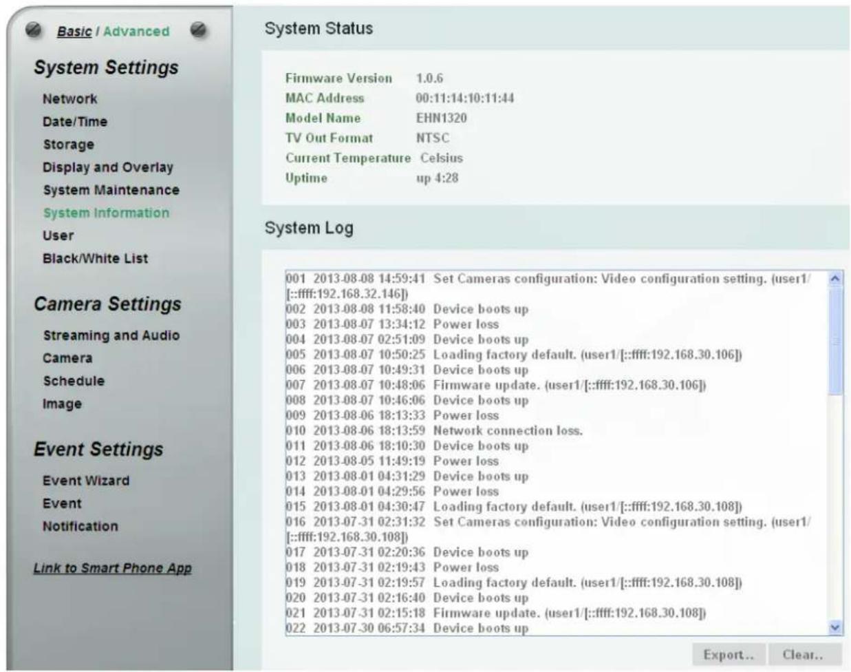 EverFocus NeVio EHN1320 - System Information - 1
