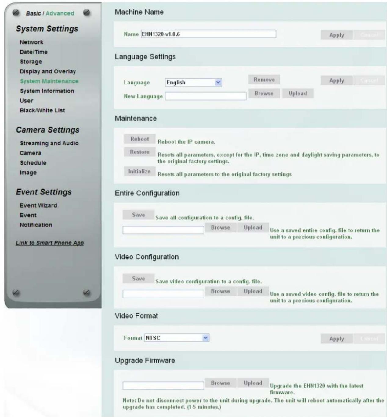 EverFocus NeVio EHN1320 - System Maintenance - 1