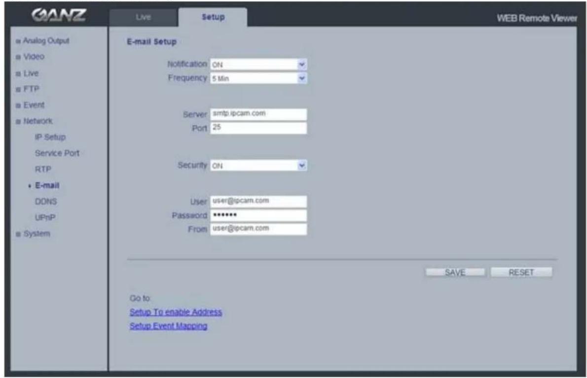 Ganz PixelPro ZN-MDI243M-IR - Network > E-mail - 1