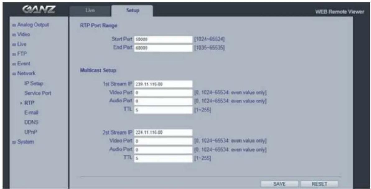 Ganz PixelPro ZN-MDI243M-IR - Network > RTP - 1