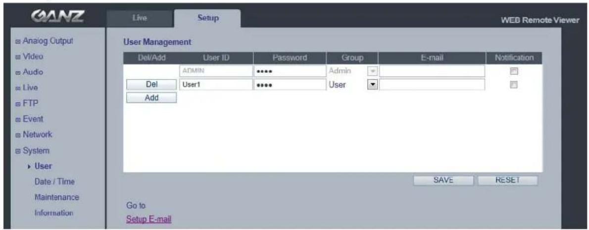 Ganz PixelPro ZN-DT2MTP - System > User - 1