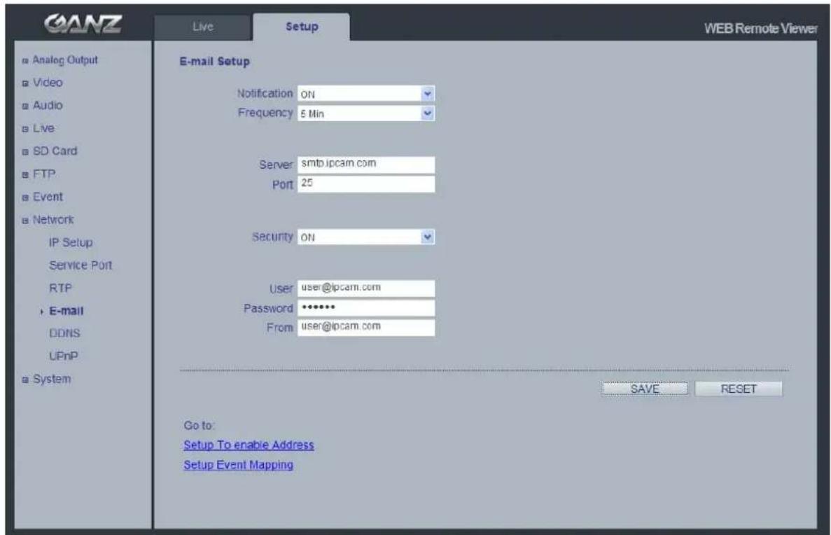Ganz PixelPro ZN-DT2MTP - Network > E-mail - 1