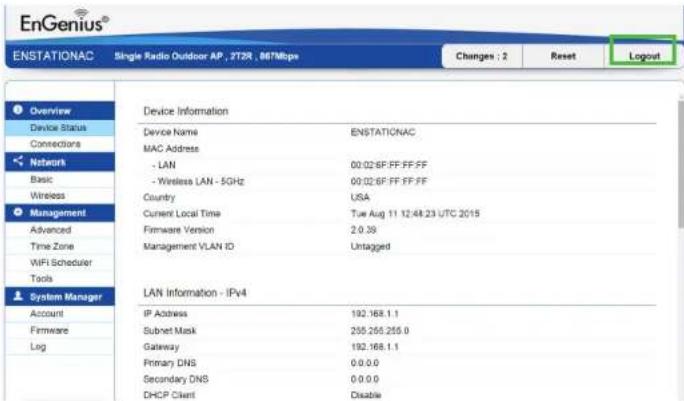 ENGENIUS AC867 - Logout - 1