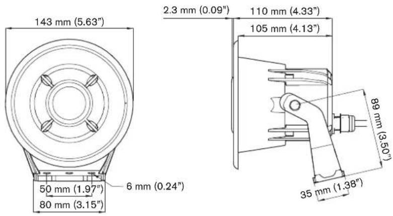 143 mm (5,63") 2,3 mm (0,09") 110 mm (4,33") 105 mm (4,13") 50 mm (1,97") 6 mm (0,24") 80 mm (3,15") 89 mm (3,50") 35 mm (1,38")