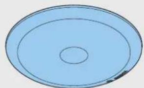 Einfaches Diagramm eines kreisförmigen Objekts mit konzentrischen Ringen, ohne Text oder Symbole.