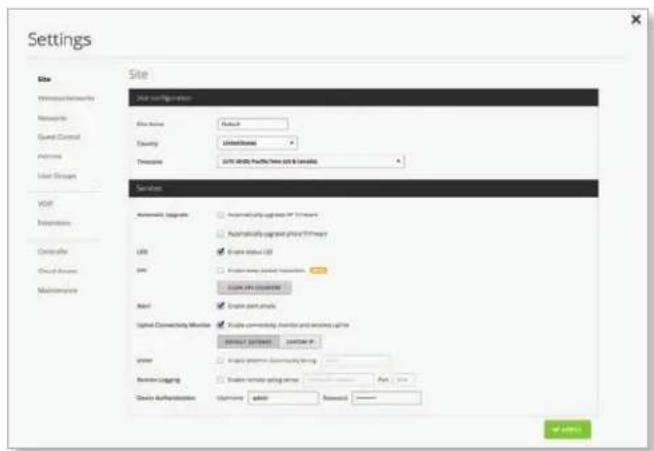 Ubiquiti Networks UniFi UAP-AC Outdoor - Settings > Site - 1