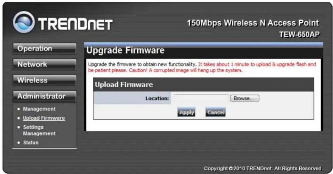 TRENDNET TEW-650AP - Upload Firmware - 1