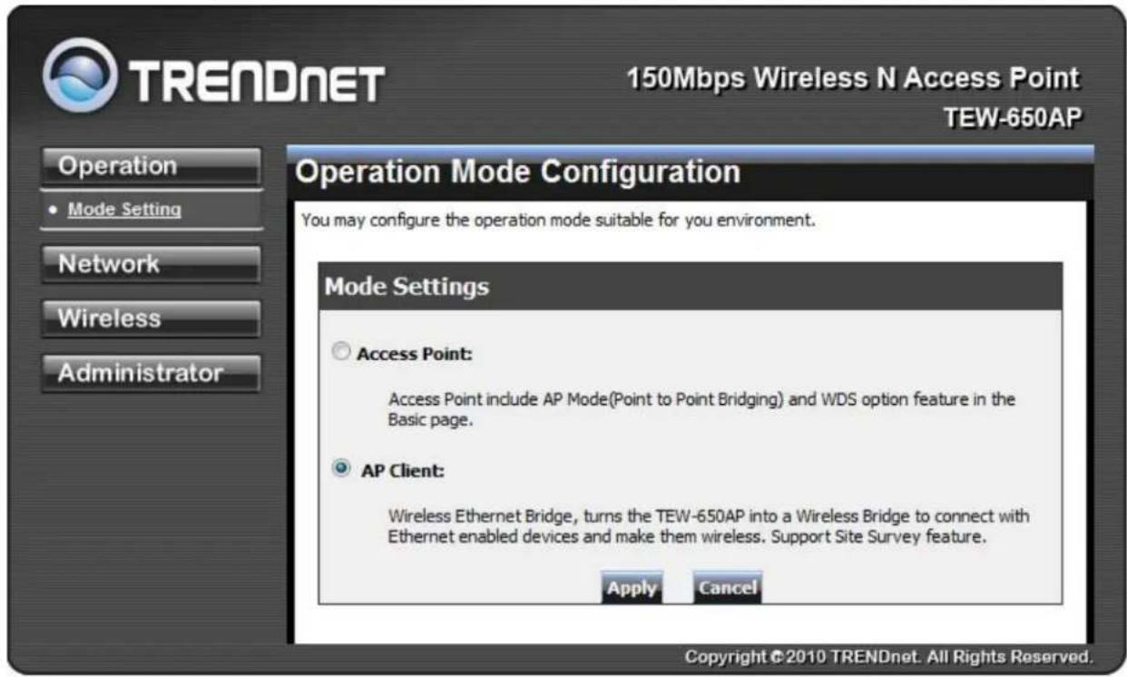 TRENDNET TEW-650AP - WIRELESS BASIC - AP CLIENT - 1