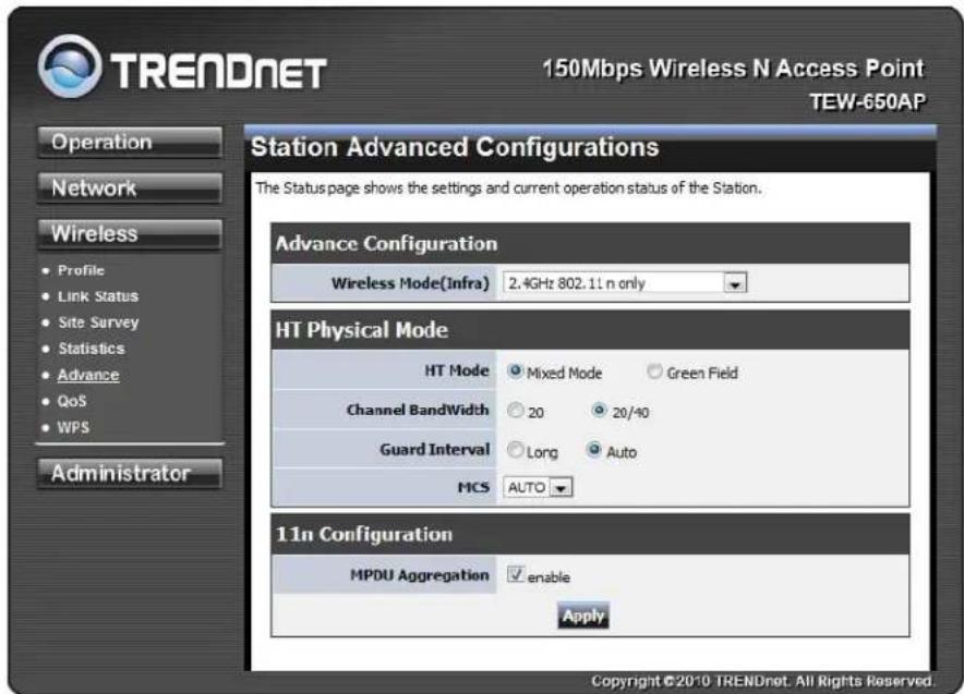 TRENDNET TEW-650AP - Advance Setting - 1