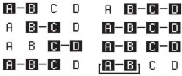 A—B C D A B—C—D A B—C D A—B—C—D A B C—D A—B C—D A—B—C D [A—B] C D