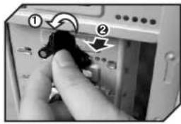 Photo of a computer interface with numbered annotations indicating switch states or instructions