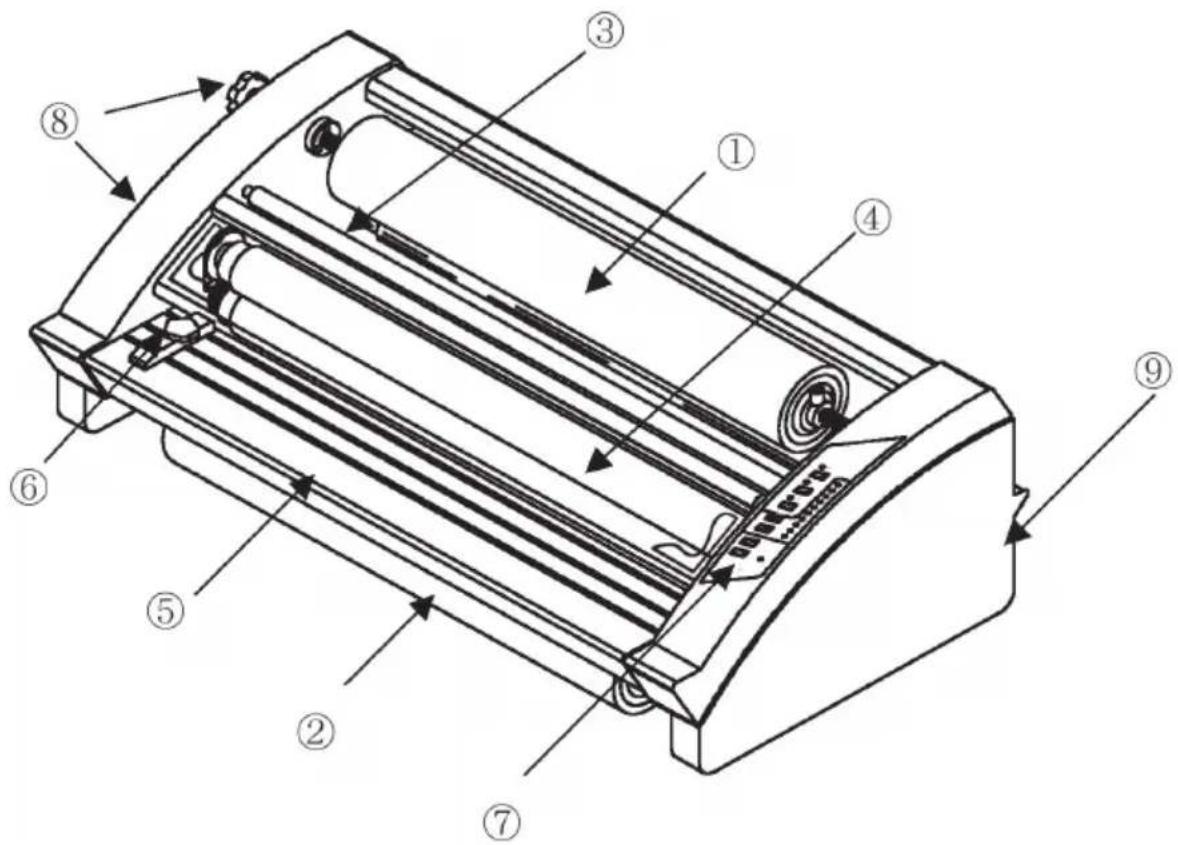 Technical diagram of a refrigerator with numbered parts for identification and assembly reference.