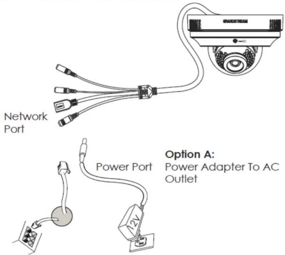 Network Port Option A: Power Adapter To AC Outlet 12V