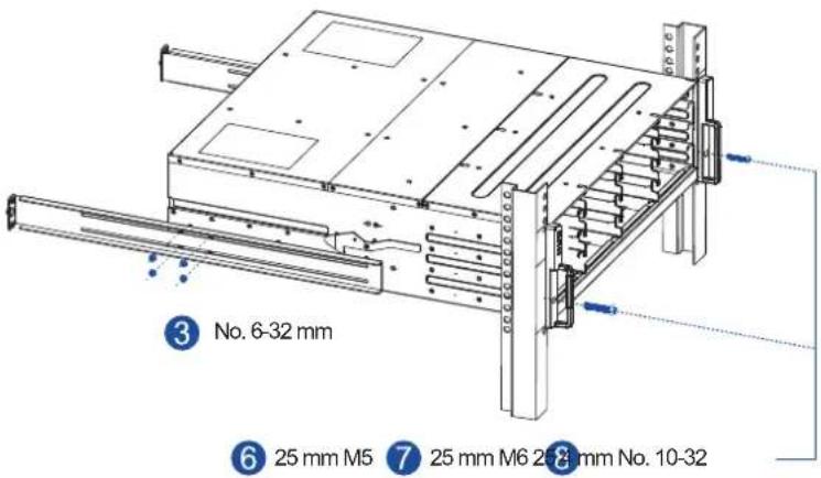 Infortrend EonStor GSa 3025 - Installing the enclosure to the rack ear mount - 1