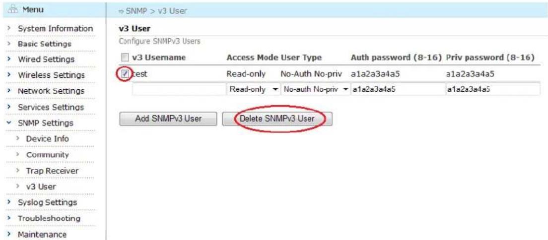 Aruba AirMesh MST200 - Deleting an SNMPv3 User - 1