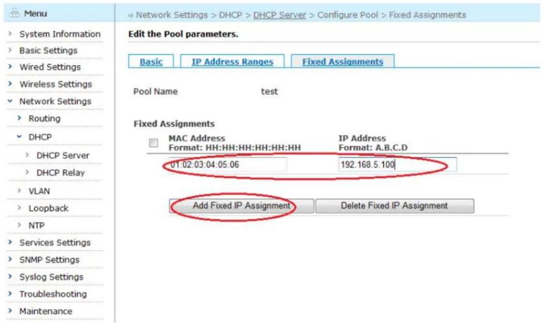Aruba AirMesh MST200 - Adding an Fixed IP Assignment - 1