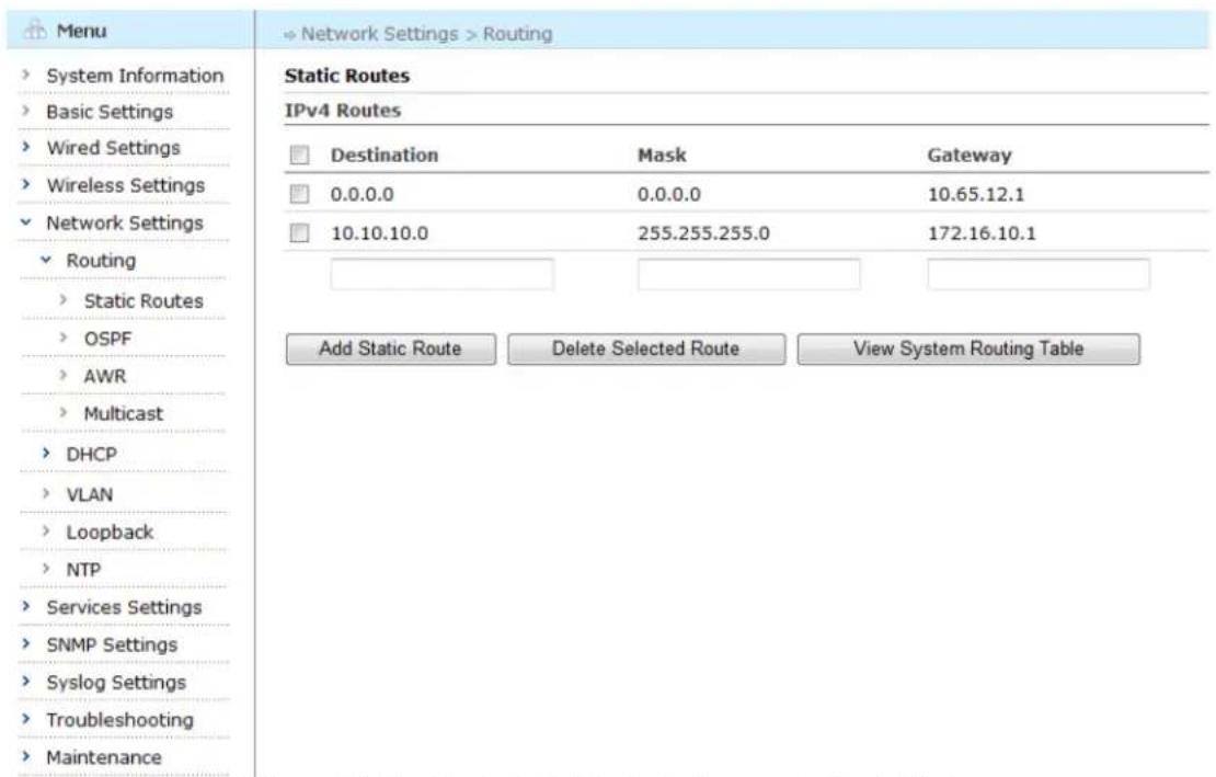Aruba AirMesh MST200 - Adding an IPv4 Static Route - 2