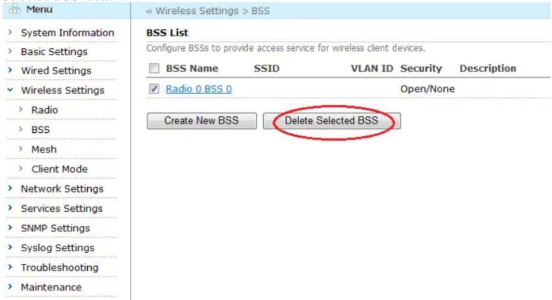 Aruba AirMesh MST200 - Deleting a BSS - 1
