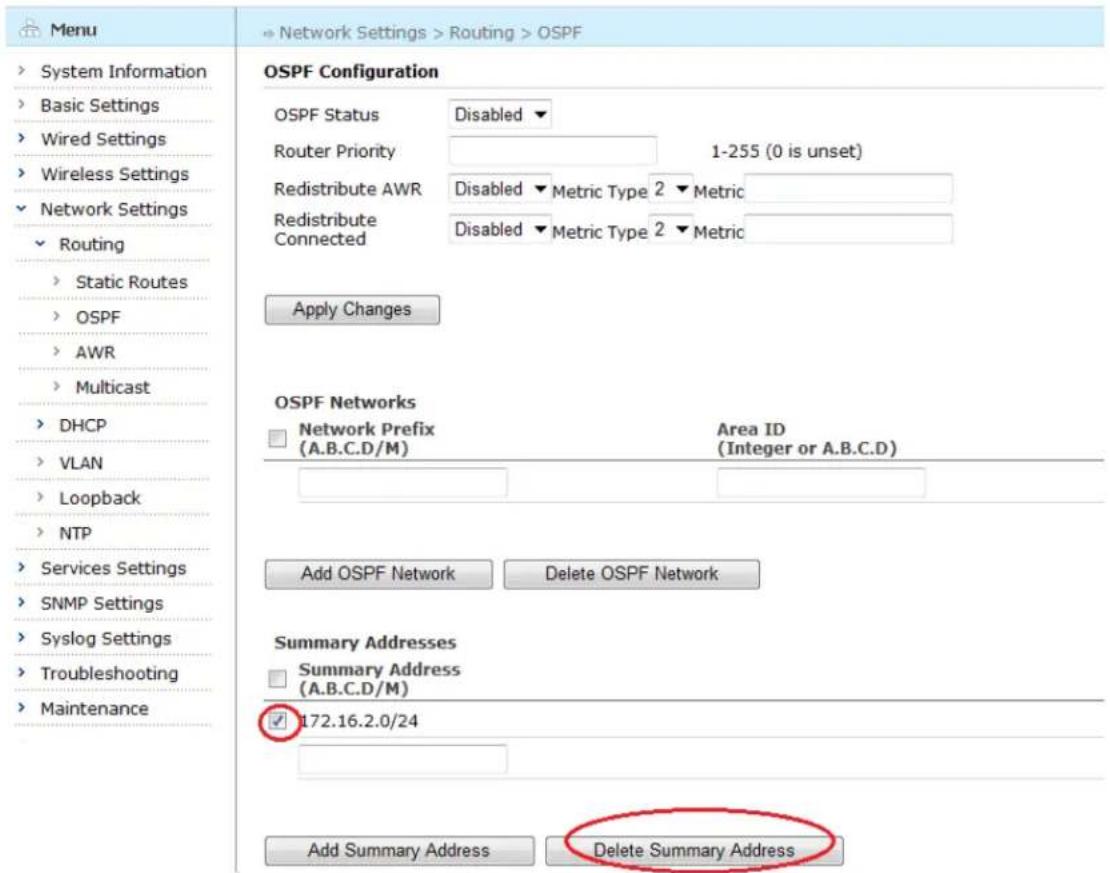 Aruba AirMesh MST200 - Deleting Summary Address - 1