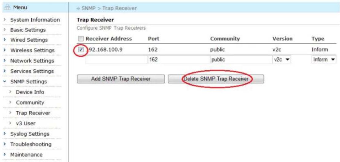 Aruba AirMesh MST200 - Deleting a Trap Receiver - 1