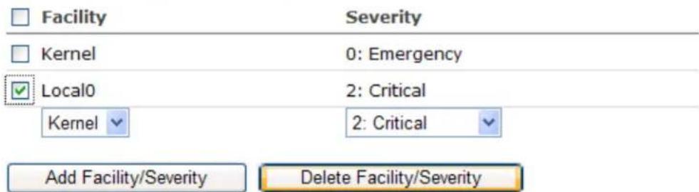 Aruba AirMesh MST200 - Deleting Facility and Severity - 1