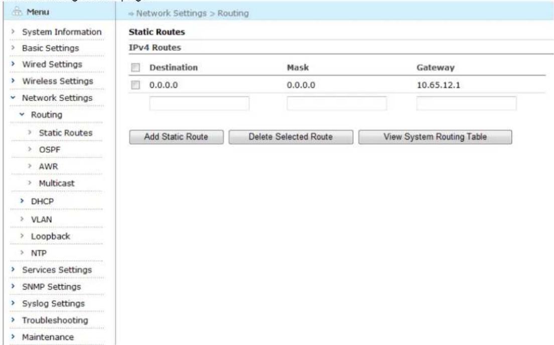 Aruba AirMesh MST200 - Routing Table Configuration - 1