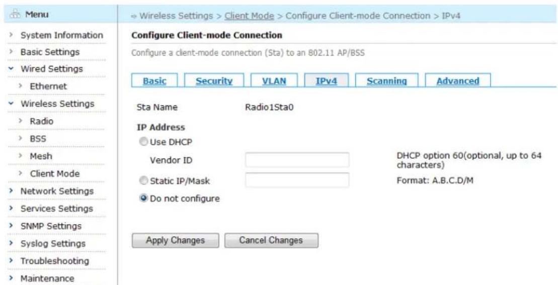 Aruba AirMesh MST200 - Configuring Client-mode Connection IPv4 - 1