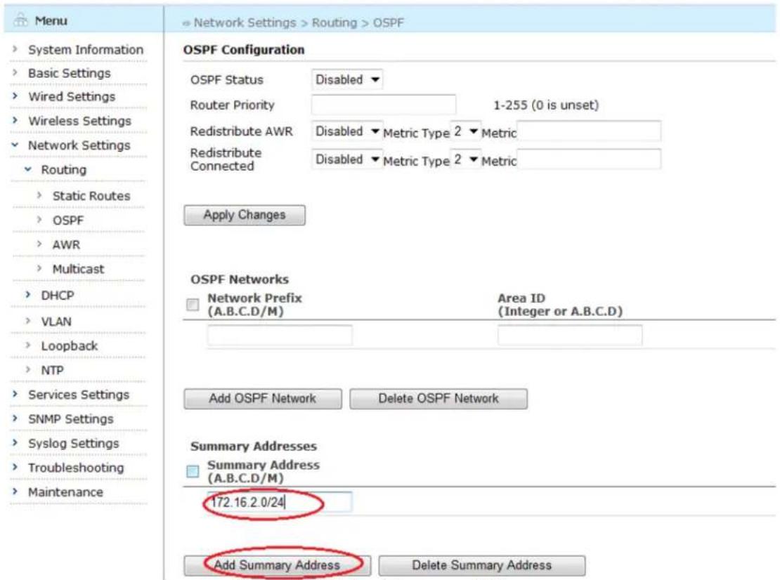 Aruba AirMesh MST200 - Adding Summary Address - 1