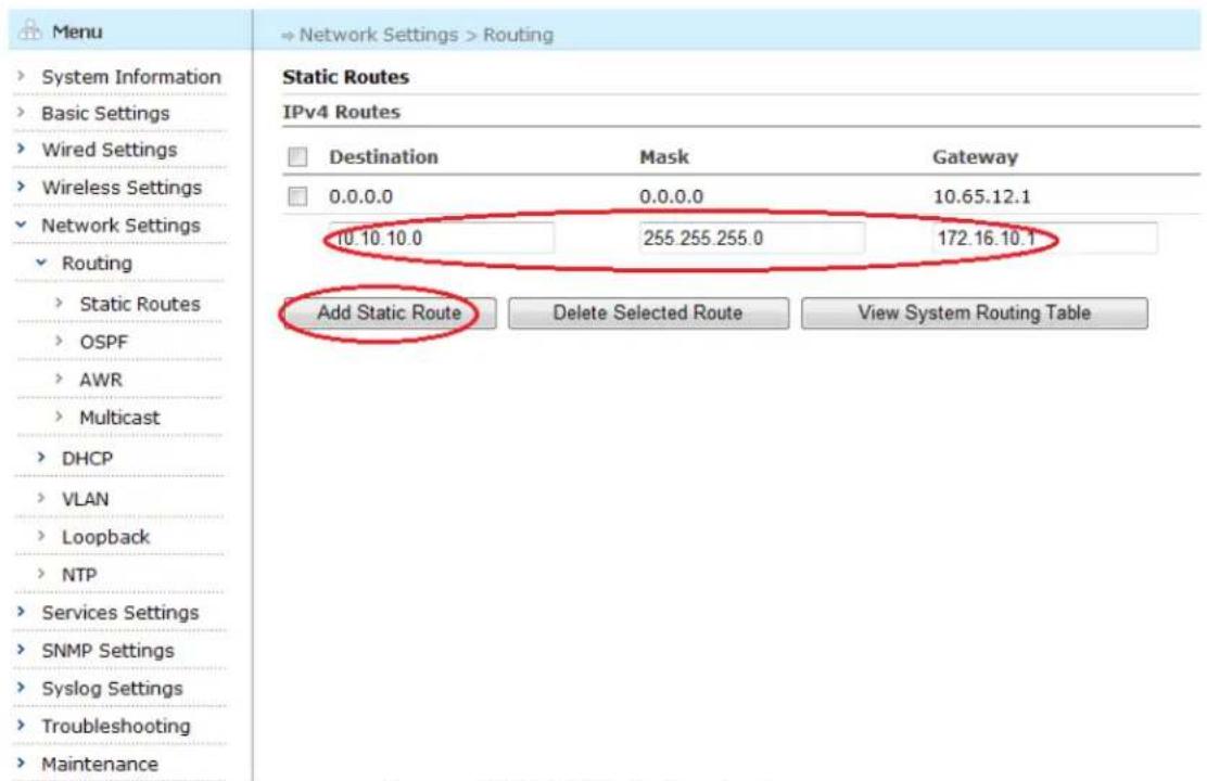 Aruba AirMesh MST200 - Adding an IPv4 Static Route - 1