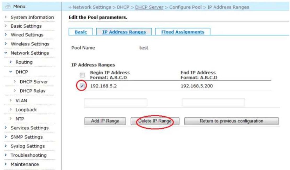 Aruba AirMesh MST200 - Deleting an IP Address Range - 1