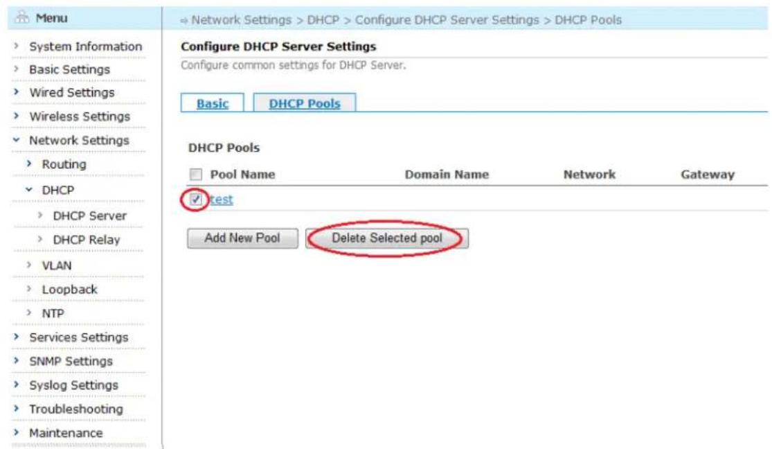 Aruba AirMesh MST200 - Deleting an Existing DHCP Pool - 1