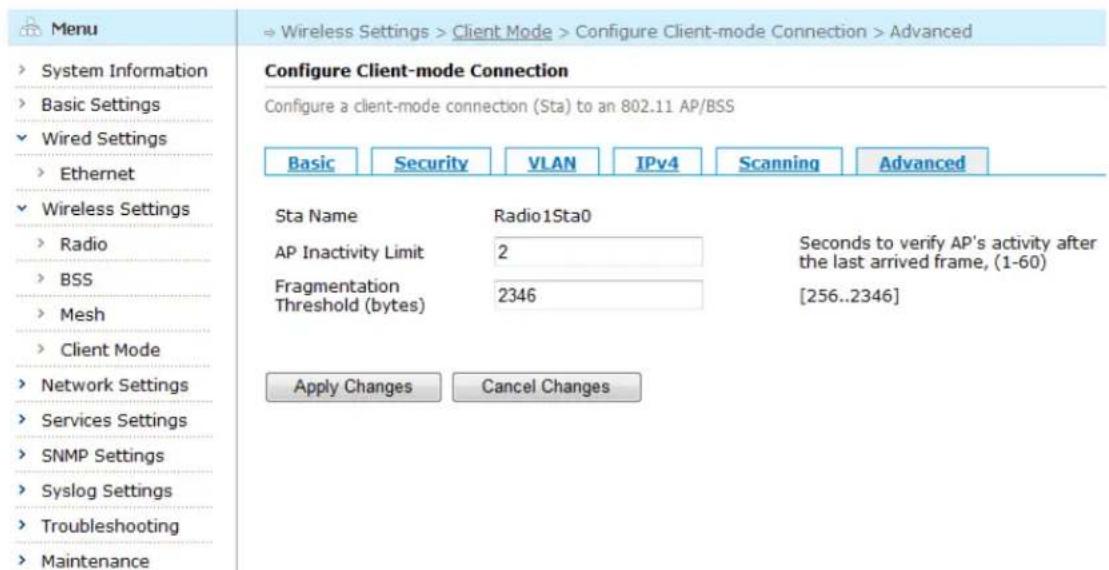 Aruba AirMesh MST200 - Configuring Client-mode Connection Advanced Settings - 1