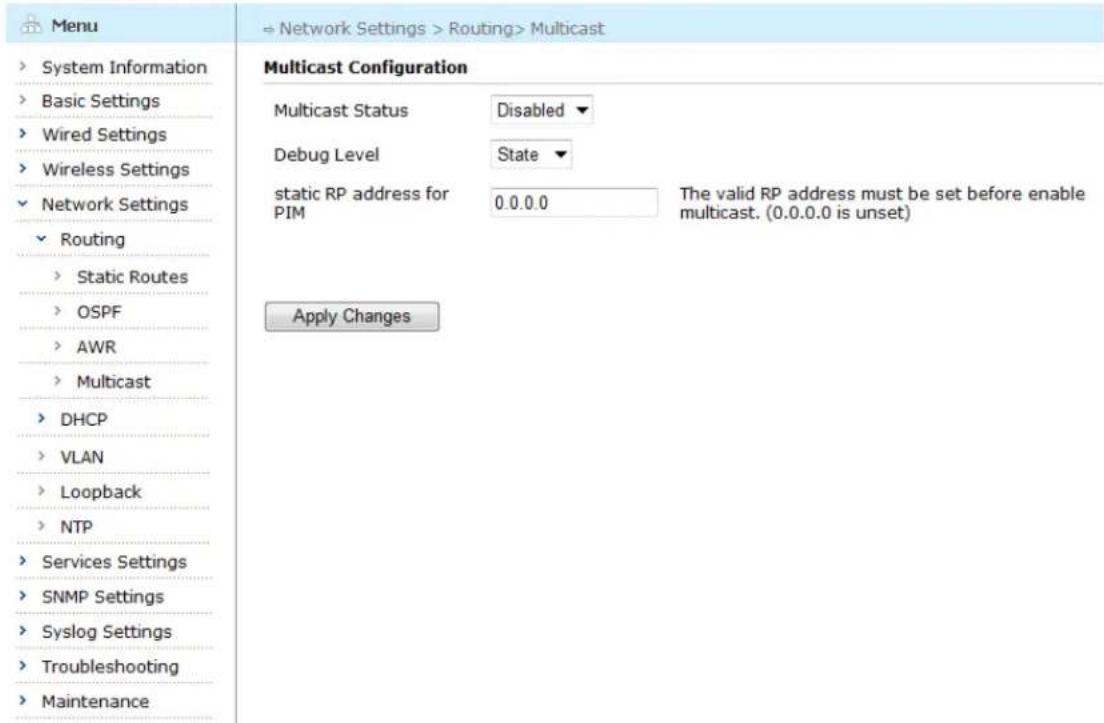 Aruba AirMesh MST200 - Multicast Configuration Page - 1