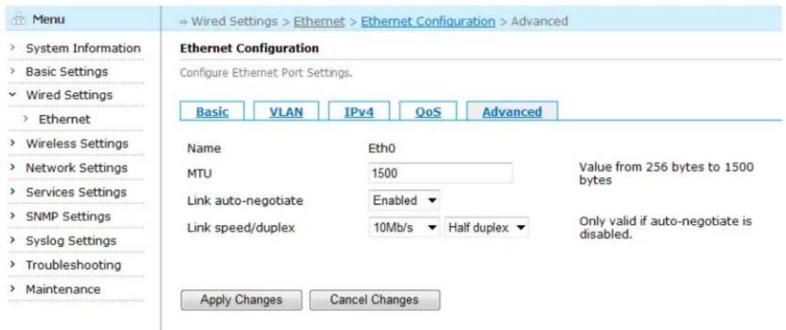 Aruba AirMesh MST200 - Ethernet Interface Advanced Configuration - 1
