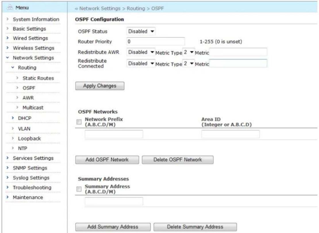 Aruba AirMesh MST200 - OSPF Configuration Page - 1